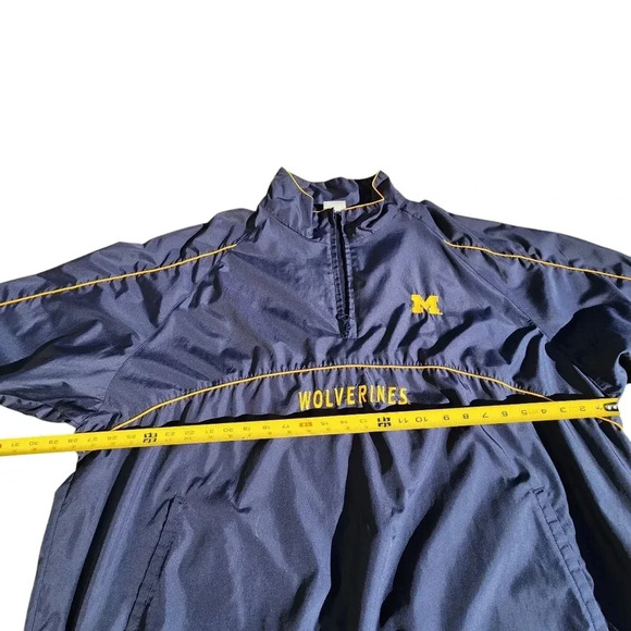 Vintage Red Oak Michigan Wolverines Windbreaker XXL Pullover Quarter Zip Blue - Picture 10 of 11